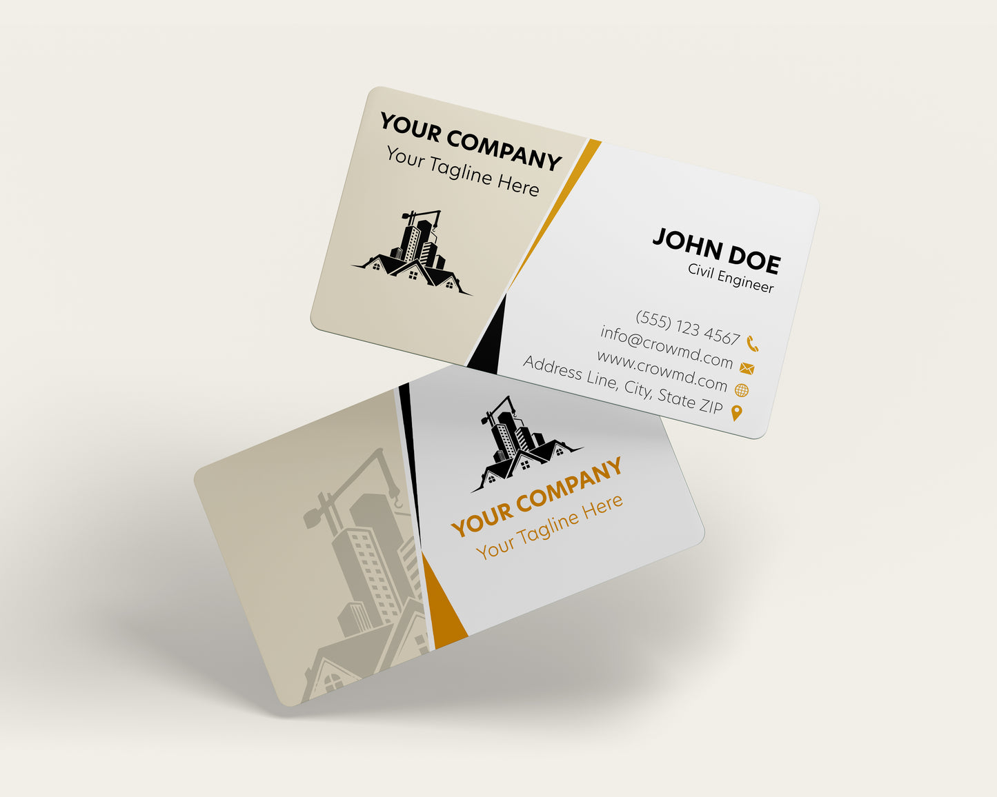 Construction Business Card Template | Professional Contractor Design | CON1