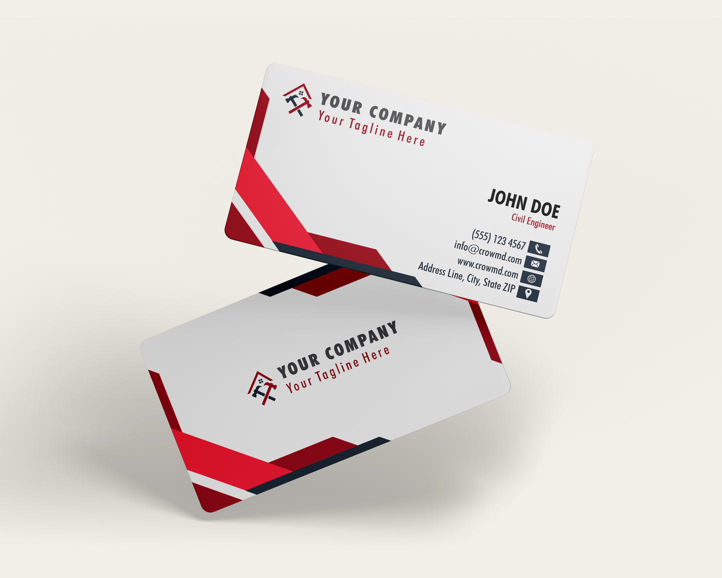 Construction Business Card Template | Minimal Contractor Branding | CON12