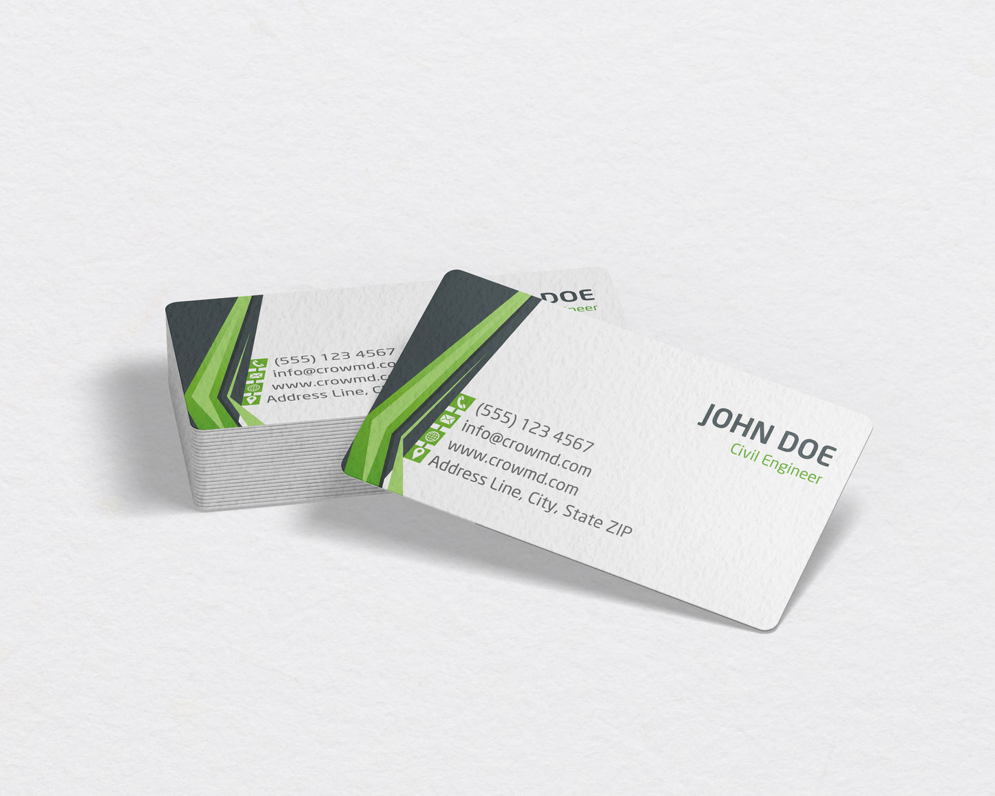 Construction Business Card Template | Clean Industrial Contractor | CON19
