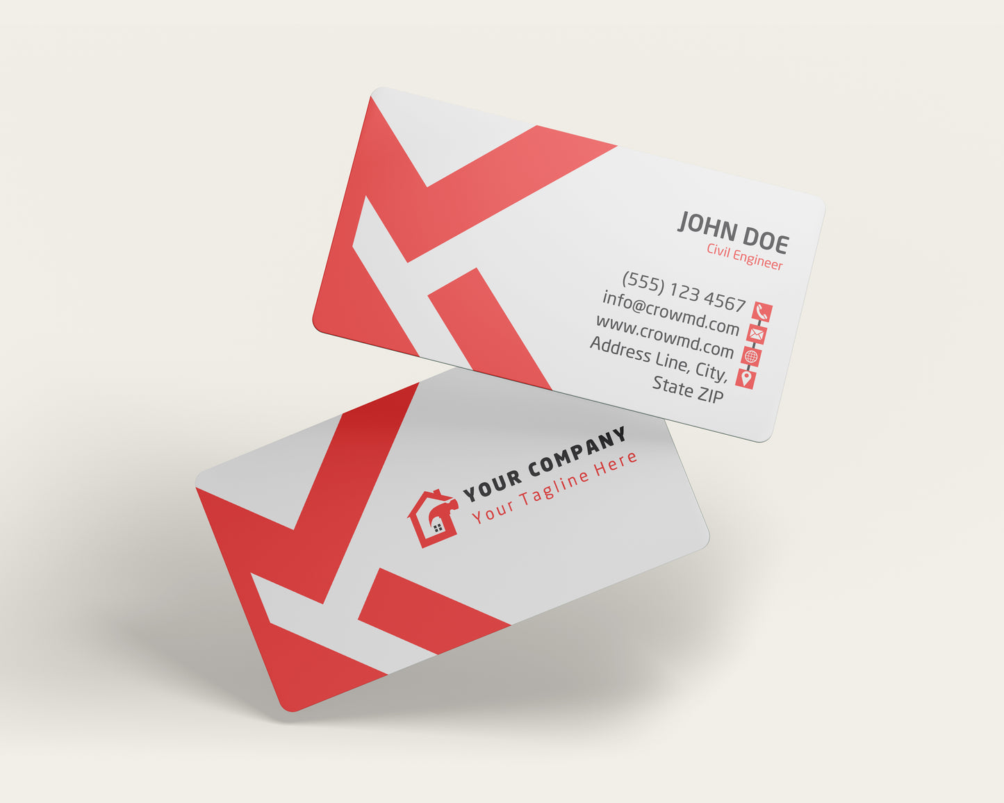 Construction Business Card Template | Bold Modern Contractor Card | CON22