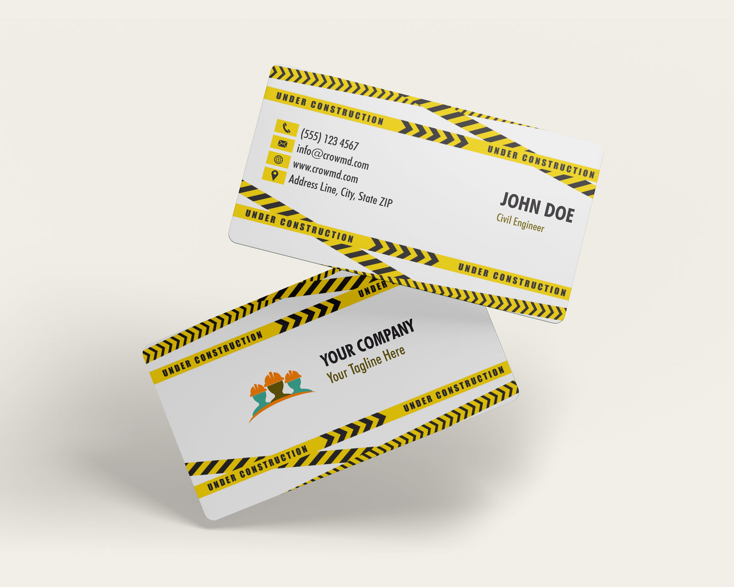 Construction Business Card Template | Modern Construction Branding | CON7