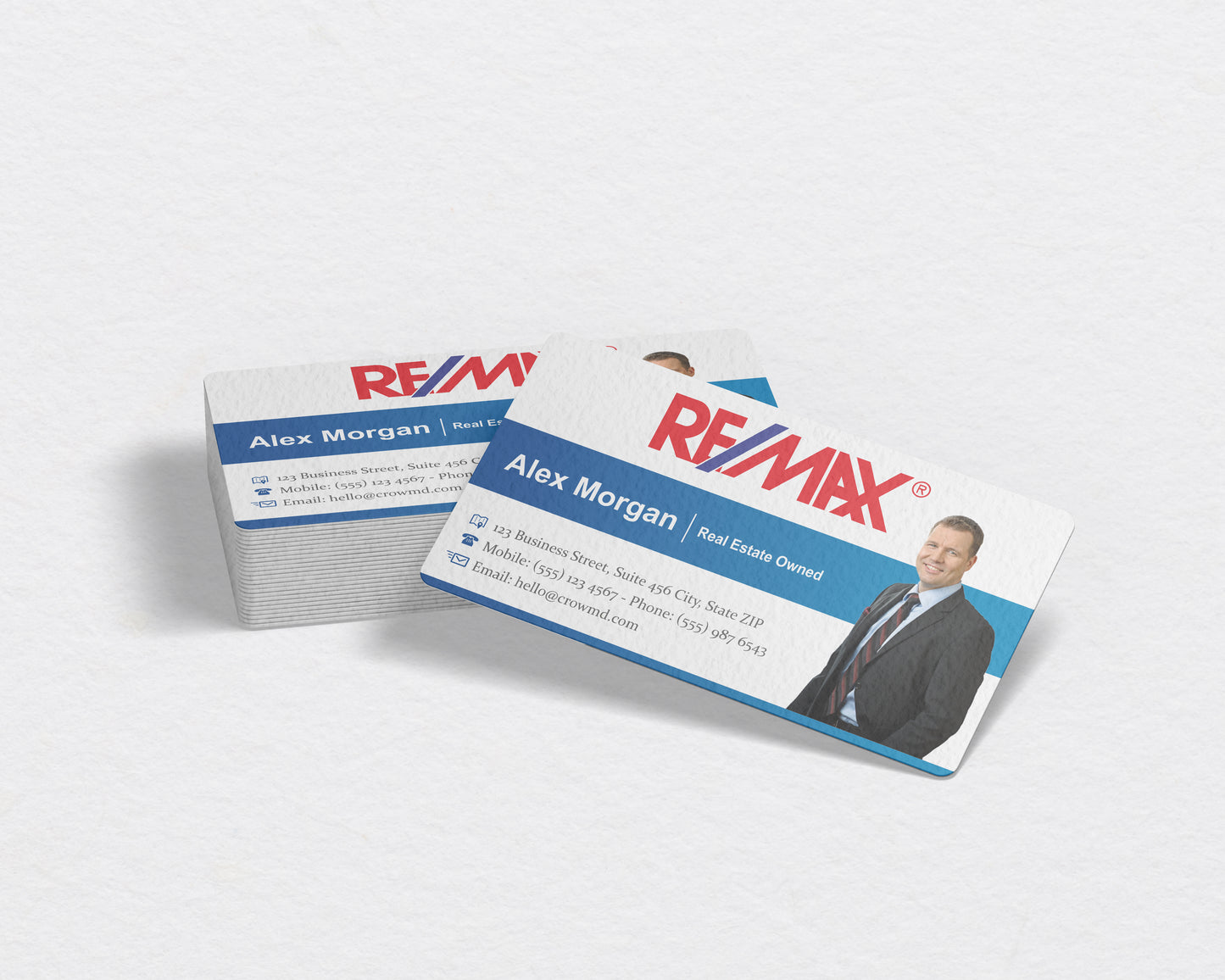 Real Estate Business Card Template | REMAX Minimal Realtor Branding | REO7