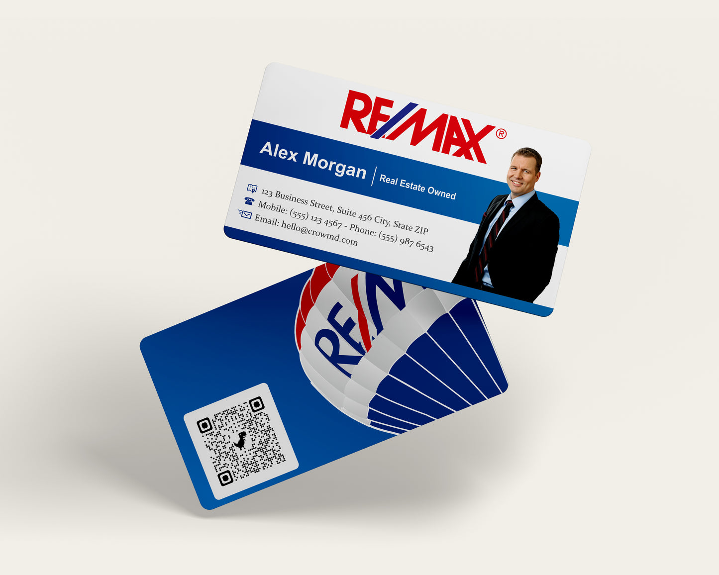 Real Estate Business Card Template | REMAX Minimal Realtor Branding | REO7